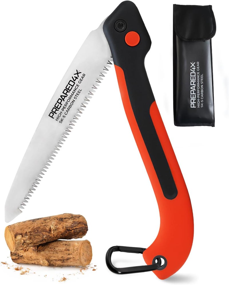 PREPARED4X Folding Saw - 8.5" Camping Saw for wood cutting -Heavy Duty, Lightweight SK-5 Steel Blade with Safety Lock, Ergonomic Non-Slip Grip - Image 1